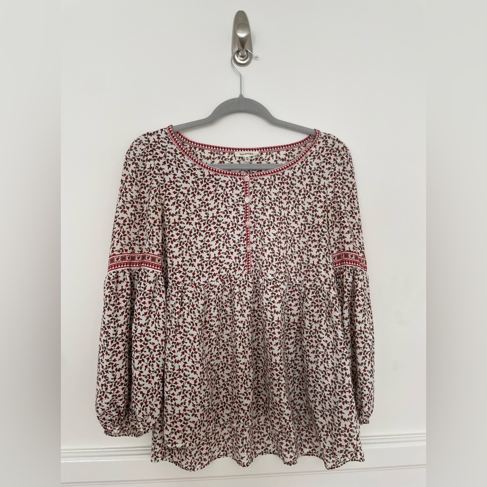 Floral peasant style blouse